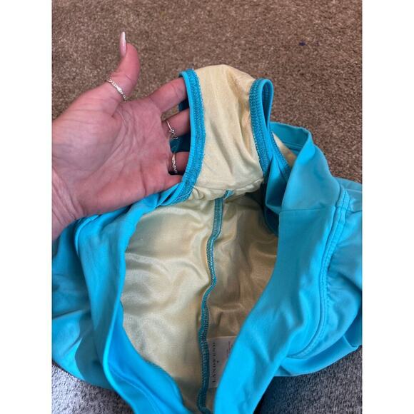Lands End women's swim bottom skort skirt swimwear modest aqua blue SZ 6-flaw - Picture 5 of 7